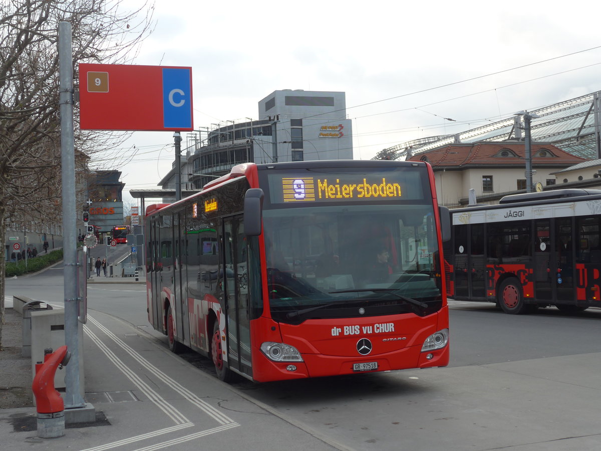 (188'177) - SBC Chur - Nr. 18/GR 97'518 - Mercedes am 3. Februar 2018 beim Bahnhof Chur