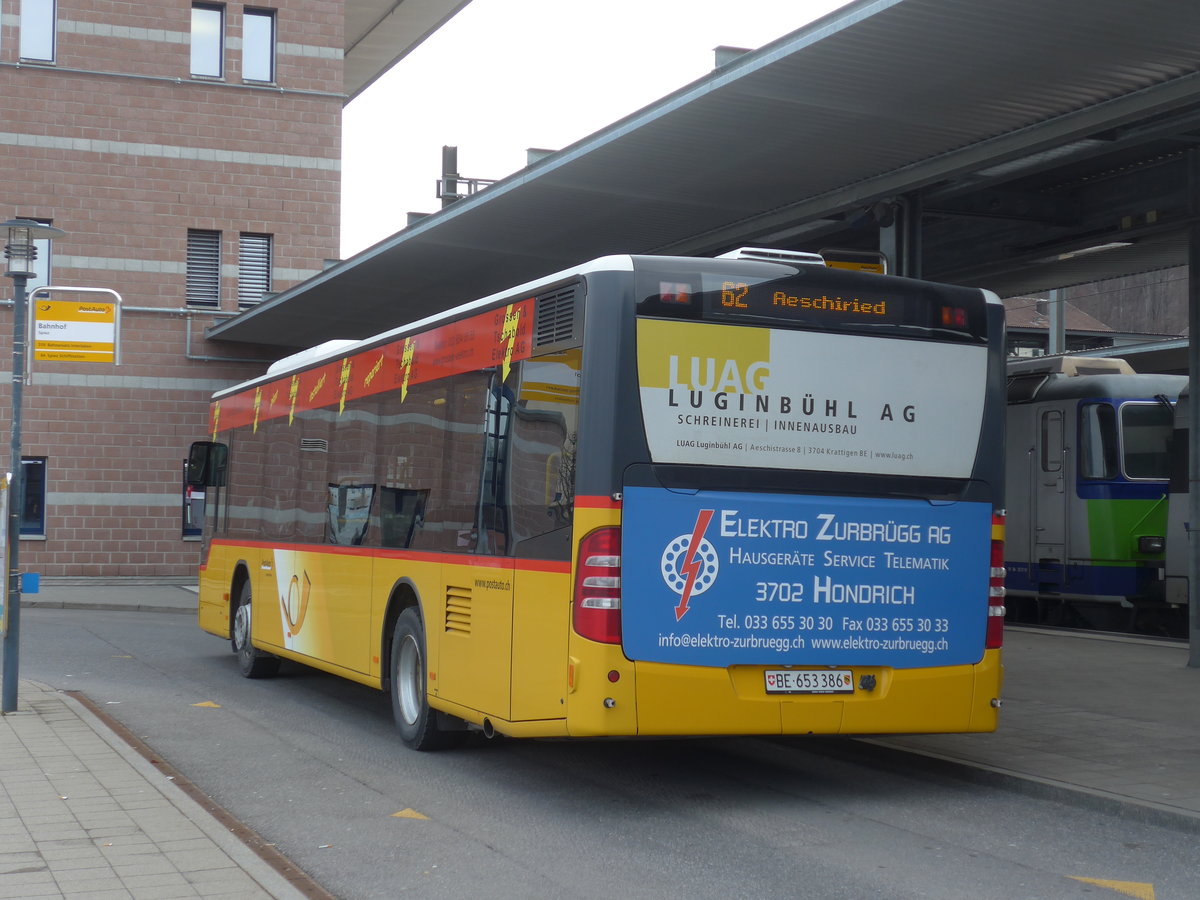 (188'219) - PostAuto Bern - BE 653'386 - Mercedes am 4. Februar 2018 beim Bahnhof Spiez