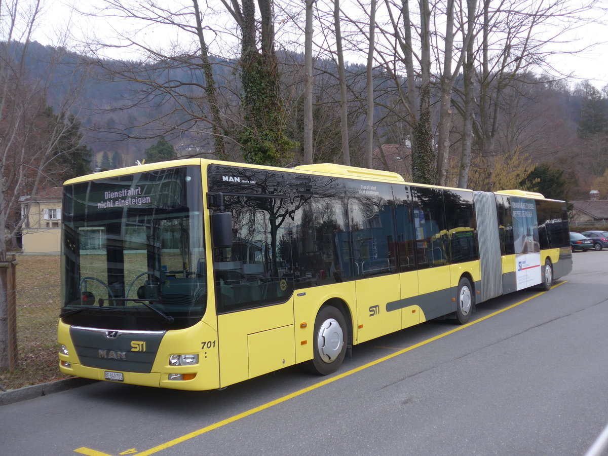 (188'226) - STI Thun - Nr. 701/BE 849'701 - MAN am 5. Februar 2018 bei der Schifflndte Thun