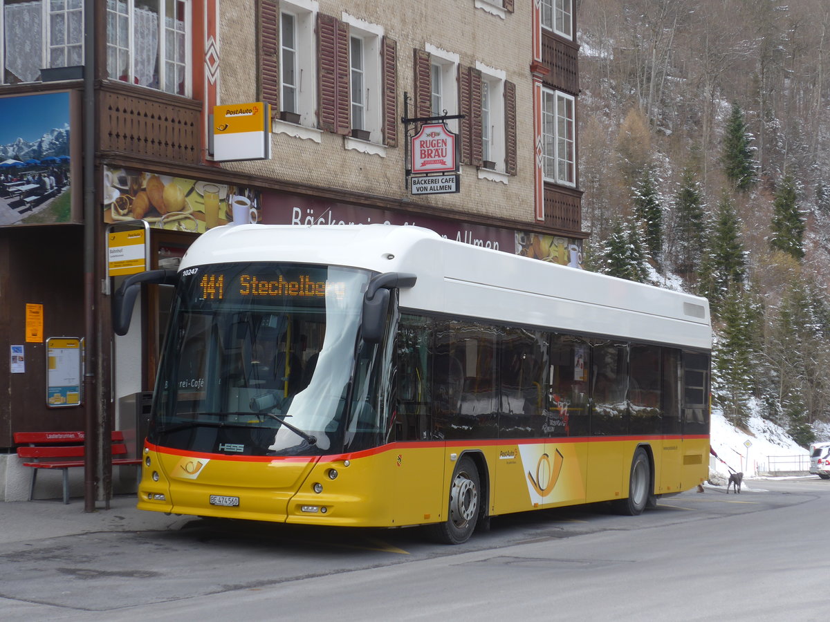 (188'268) - PostAuto Bern - BE 474'560 - Hess am 5. Februar 2018 beim Bahnhof Lauterbrunnen