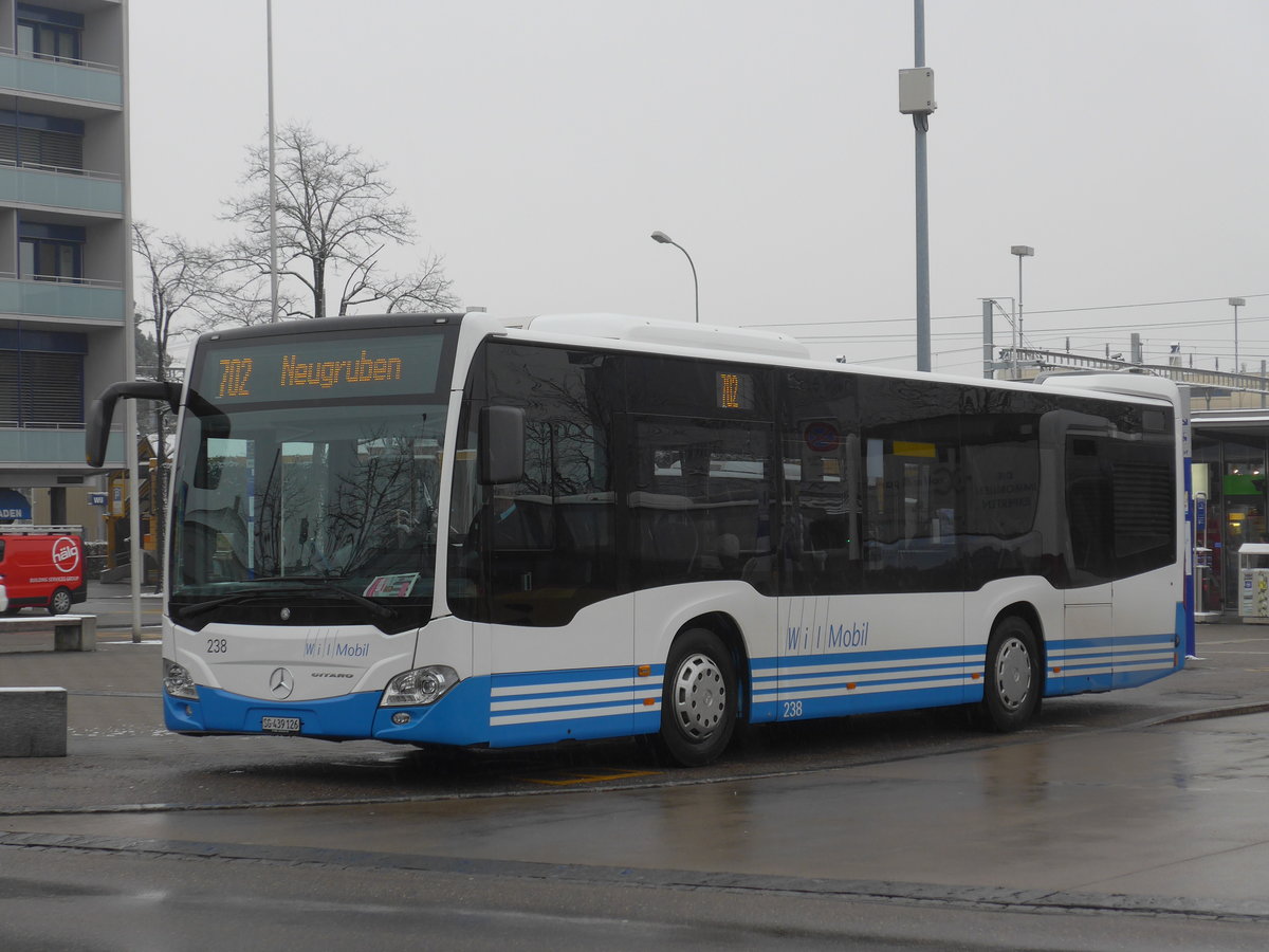 (188'285) - WilMobil, Wil - Nr. 238/SG 439'126 - Mercedes am 8. Februar 2018 beim Bahnhof Wil