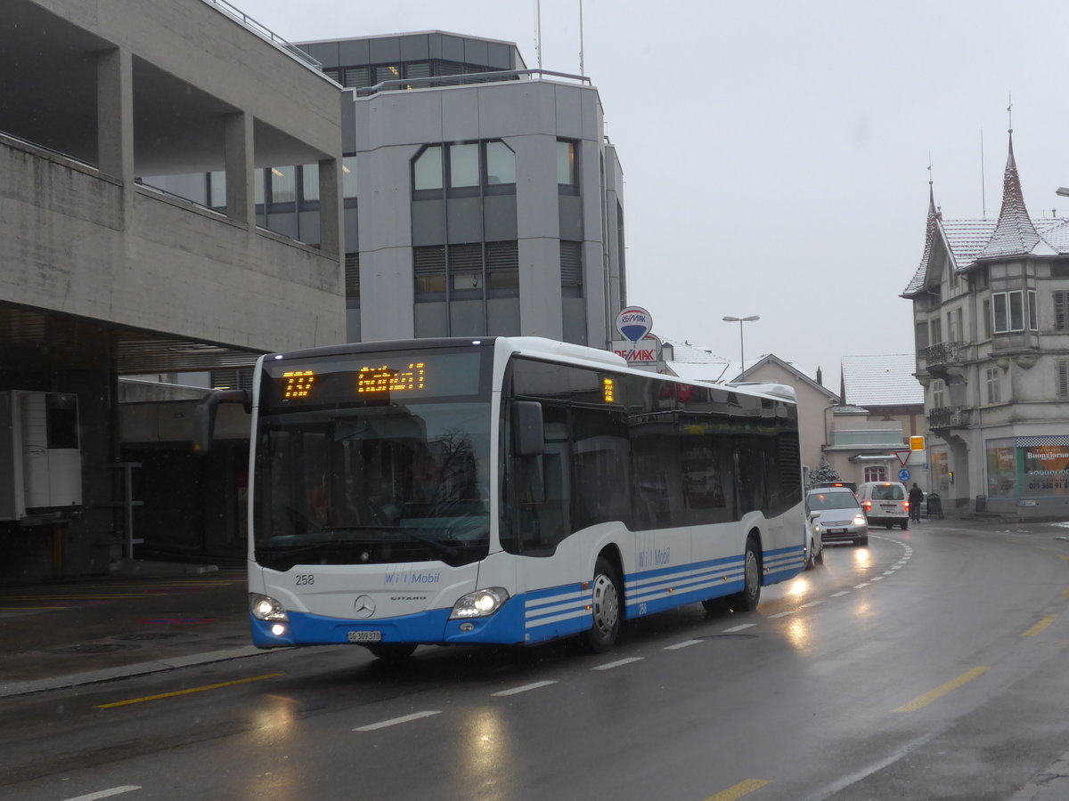 (188'291) - WilMobil, Wil - Nr. 258/SG 309'370 - Mercedes am 8. Februar 2018 beim Bahnhof Wil