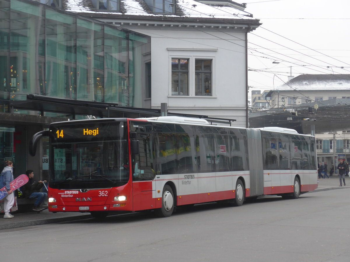 (188'342) - SW Winterthur - Nr. 362/ZH 515'362 - MAN am 8. Februar 2018 beim Hauptbahnhof Winterthur