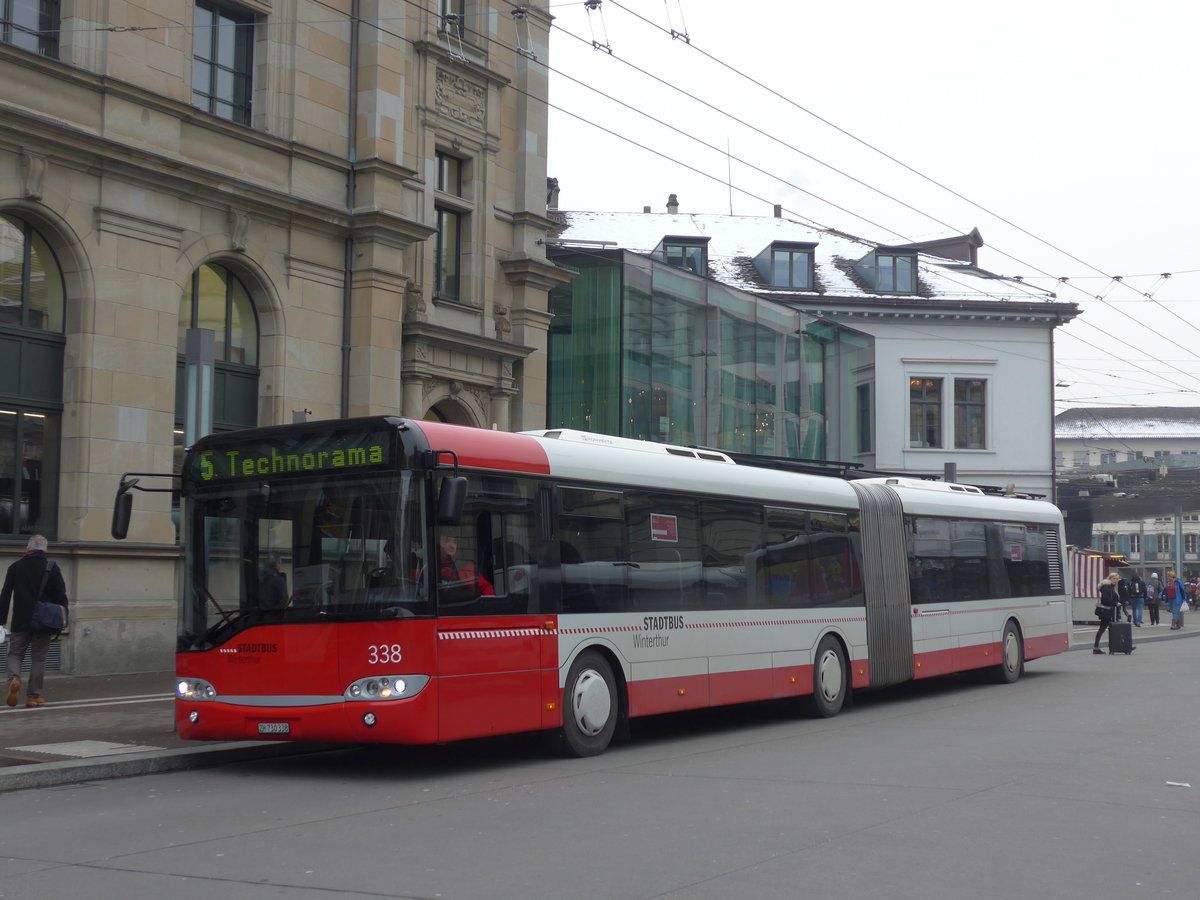 (188'352) - SW Winterthur - Nr. 338/ZH 730'338 - Solaris am 8. Februar 2018 beim Hauptbahnhof Winterthur