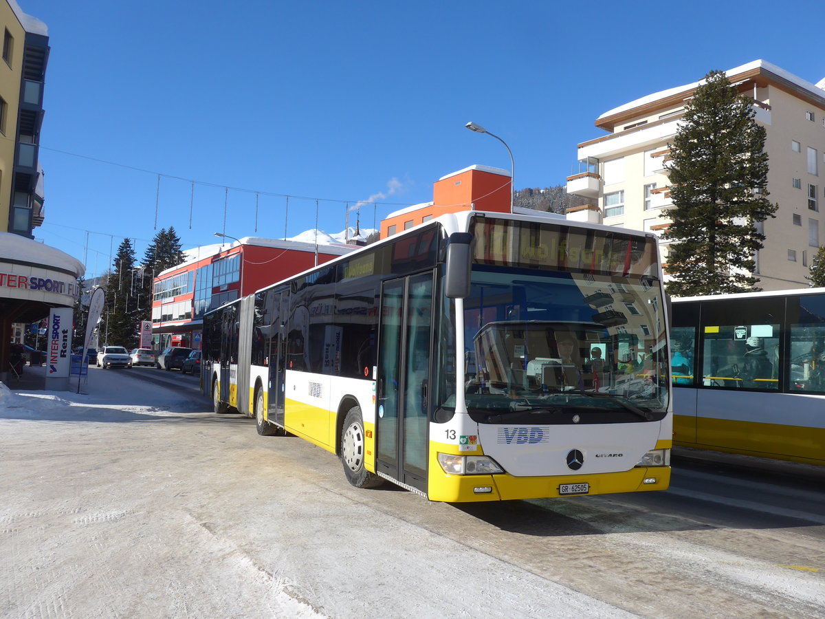 (188'505) - VBD Davos - Nr. 13/GR 62'505 - Mercedes am 13. Februar 2018 beim Bahnhof Davos Dorf