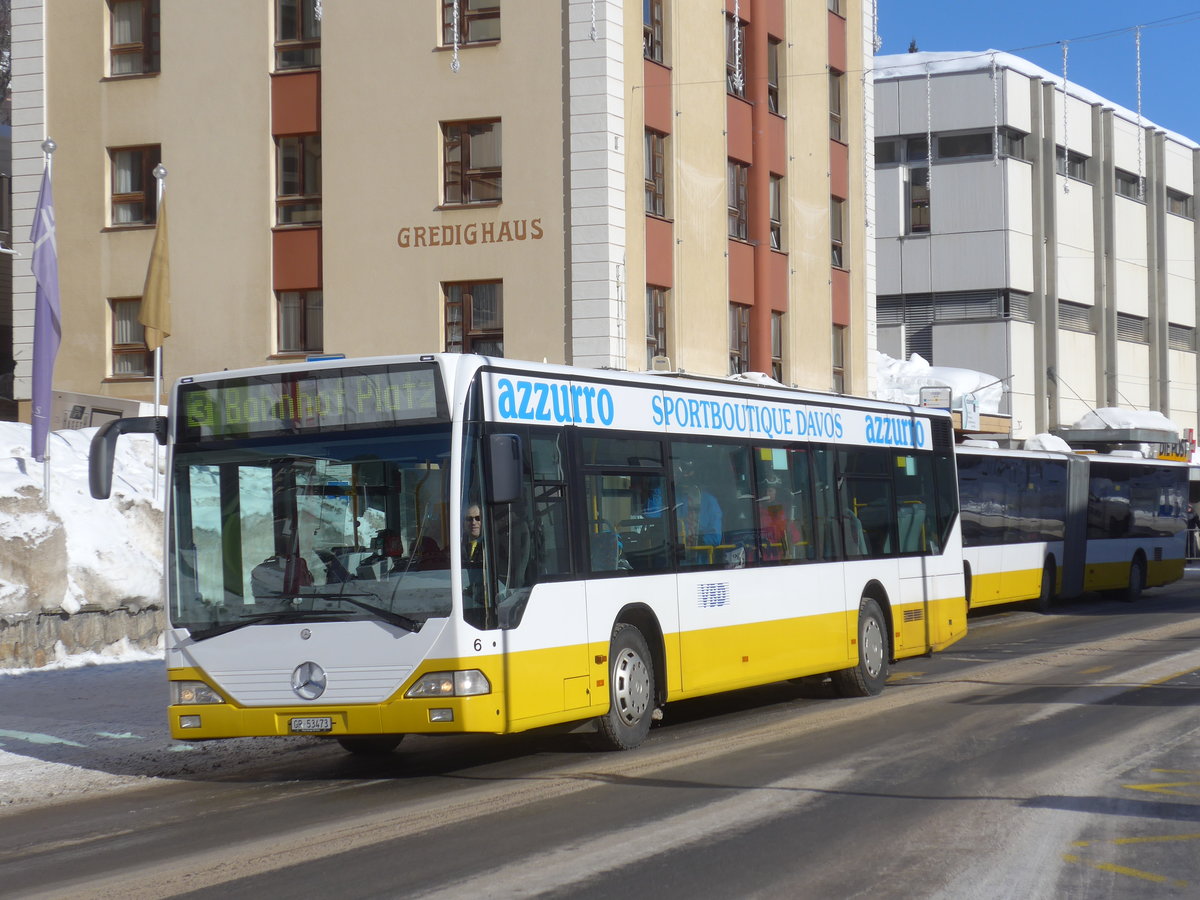 (188'520) - VBD Davos - Nr. 6/GR 53'473 - Mercedes am 13. Februar 2018 beim Bahnhof Davos Dorf