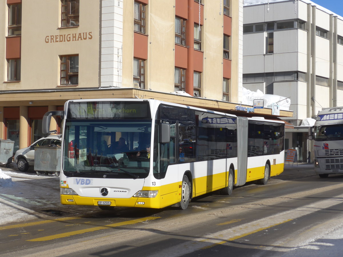 (188'521) - VBD Davos - Nr. 13/GR 62'505 - Mercedes am 13. Februar 2018 beim Bahnhof Davos Dorf