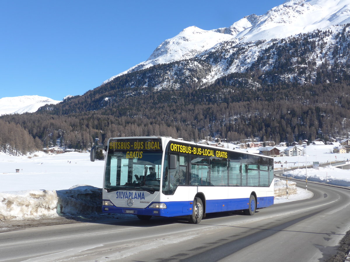 (188'535) - Corvatsch Power, Silvaplana - GR 152'188 - Mercedes (ex VZO Grningen Nr. 16) am 13. Februar 2018 in Silvaplana, Kreisel Mitte