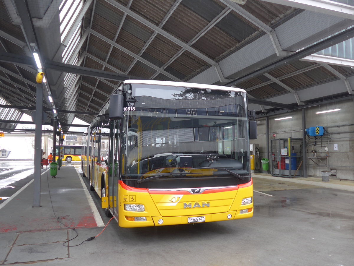 (188'621) - PostAuto Bern - Nr. 670/BE 637'670 - MAN am 15. Februar 2018 in Bern, Postautostation