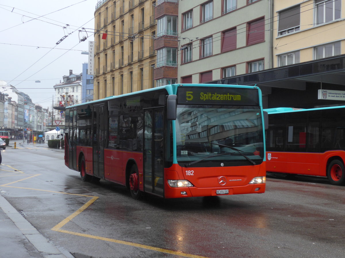 (188'689) - VB Biel - Nr. 182/BE 654'182 - Mercedes am 15. Februar 2018 beim Bahnhof Biel