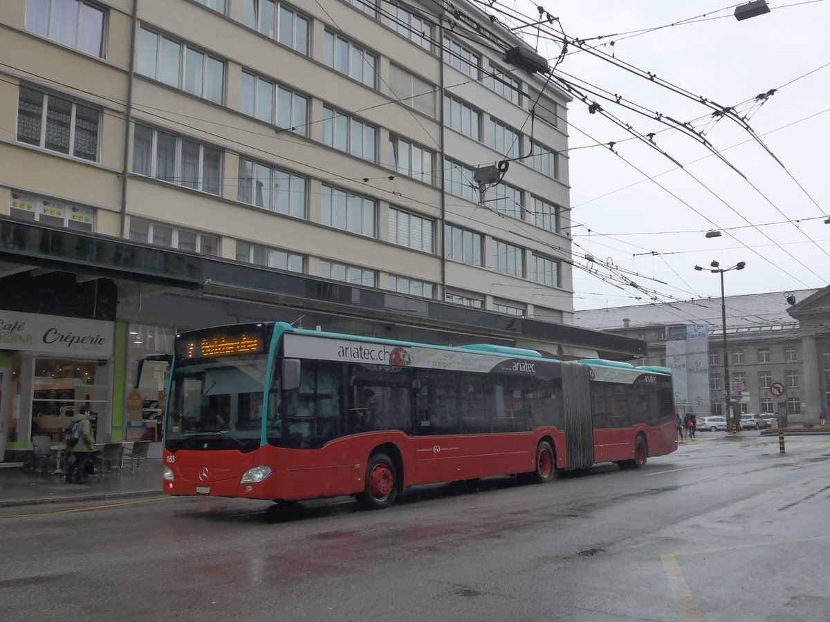 (188'710) - VB Biel - Nr. 163/BE 821'163 - Mercedes am 15. Februar 2018 beim Bahnhof Biel