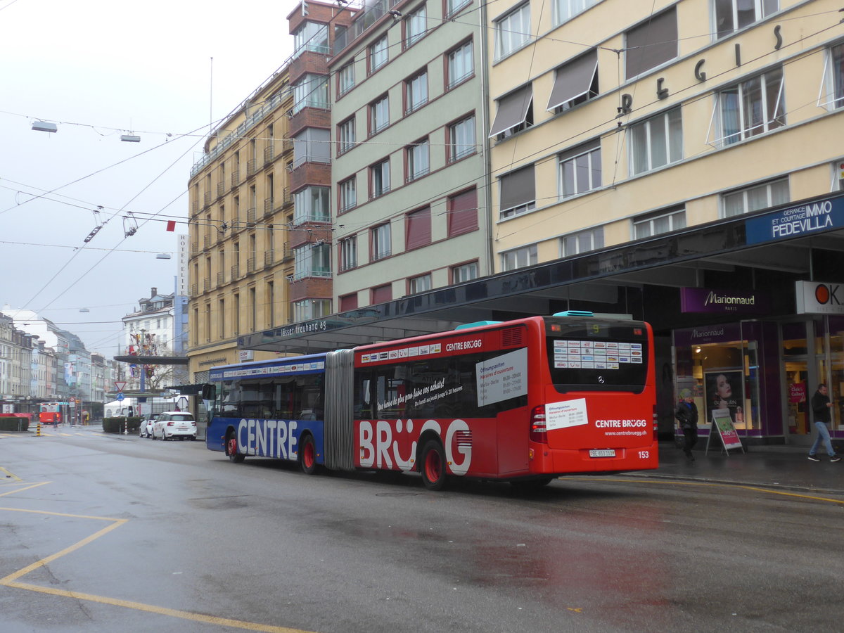 (188'712) - VB Biel - Nr. 153/BE 653'153 - Mercedes am 15. Februar 2018 beim Bahnhof Biel