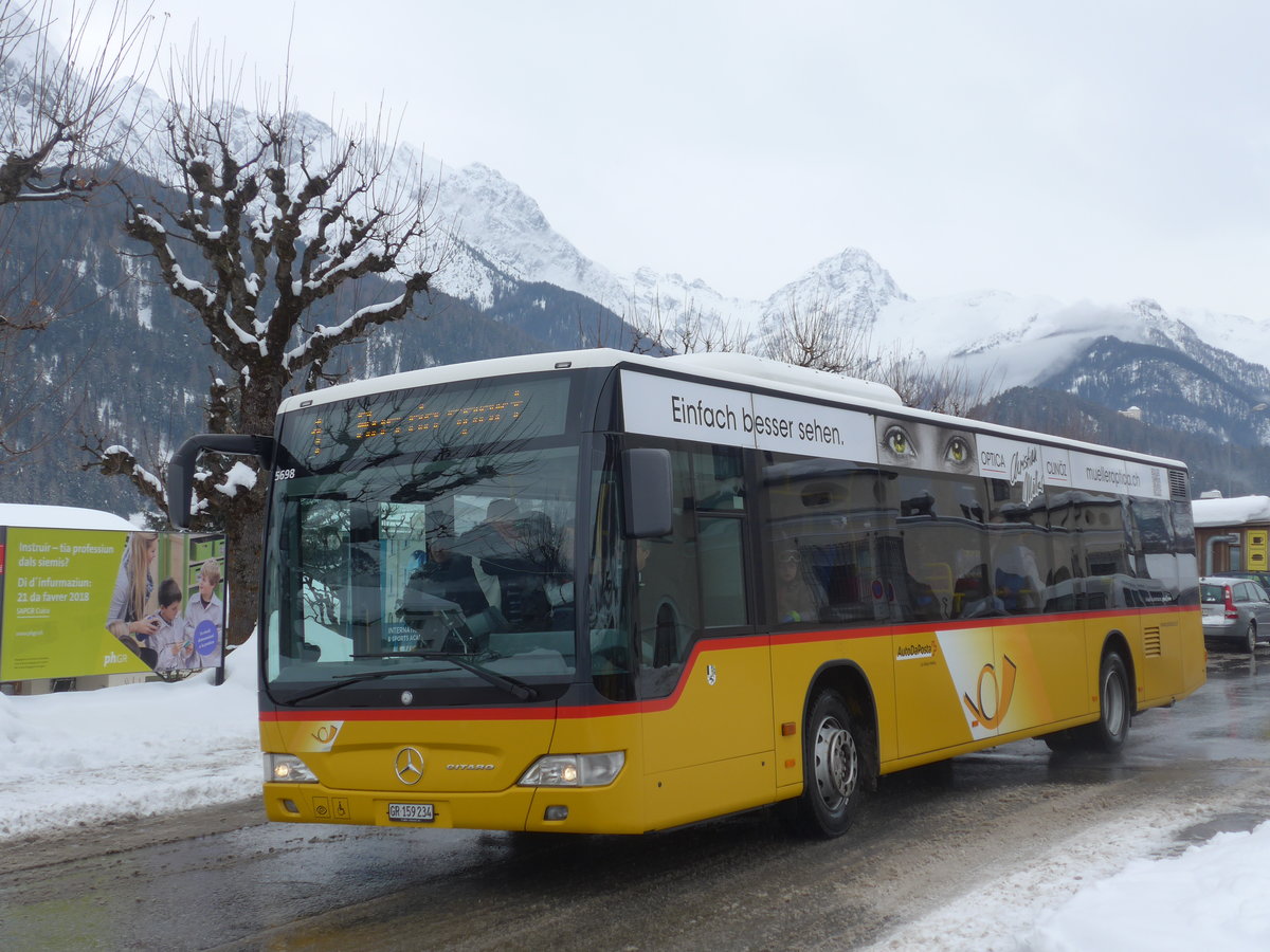 (188'752) - PostAuto Graubnden - GR 159'234 - Mercedes am 16. Februar 2018 beim Bahnhof Scuol-Tarasp