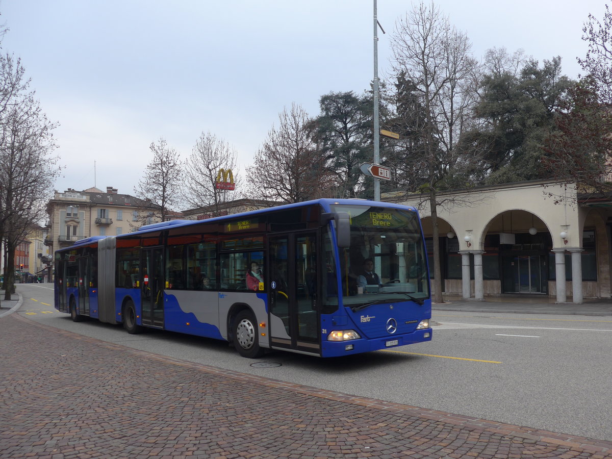 (188'828) - FART Locarno - Nr. 31/TI 315'931 - Mercedes (ex VZO Grningen Nr. 20) am 17. Februar 2018 beim Bahnhof Locarno