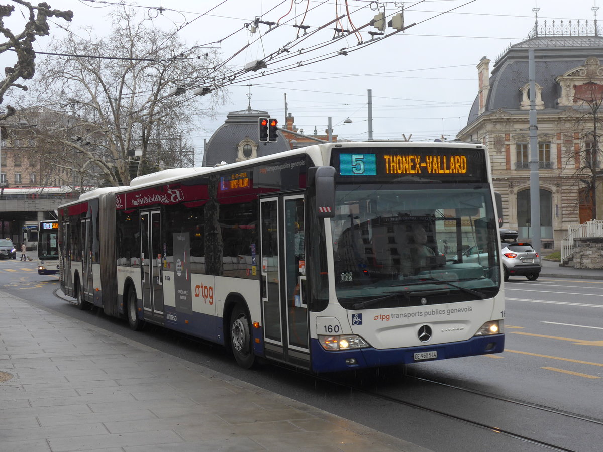 (189'160) - TPG Genve - Nr. 160/GE 960'544 - Mercedes am 12. Mrz 2018 in Genve, Place des Vingt-Deux-Cantons