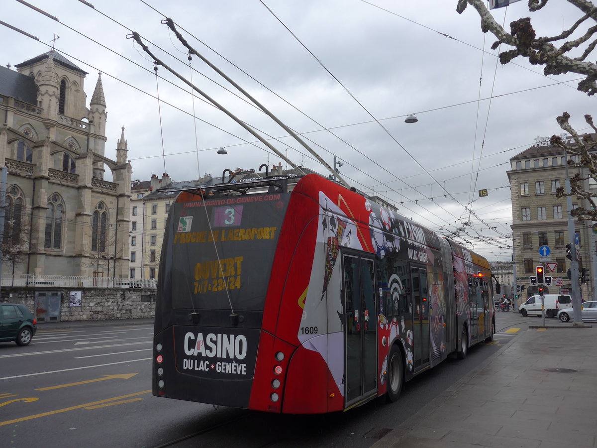 (189'169) - TPG Genve - Nr. 1609 - Van Hool Gelenktrolleybus am 12. Mrz 2018 in Genve, Place des Vingt-Deux-Cantons