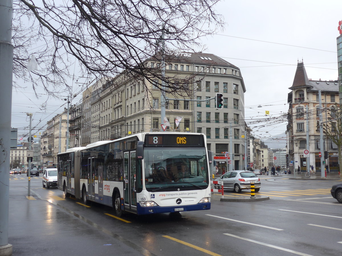 (189'194) - TPG Genve - Nr. 153/GE 960'537 - Mercedes am 12. Mrz 2018 in Genve, Place des Vingt-Deux-Cantons