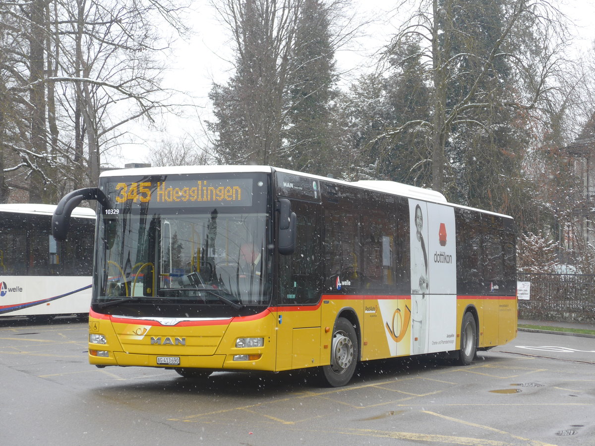 (189'509) - Geissmann, Hgglingen - AG 413'690 - MAN am 19. Mrz 2018 beim Bahnhof Wohlen