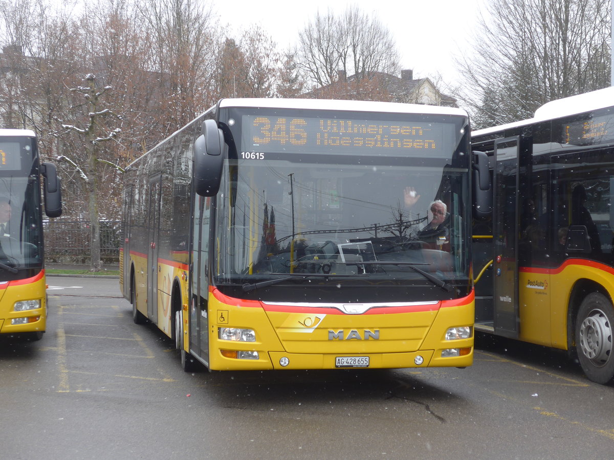 (189'513) - Geissmann, Hgglingen - AG 428'655 - MAN am 19. Mrz 2018 beim Bahnhof Wohlen