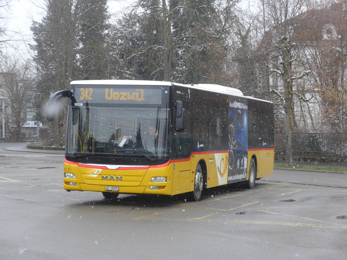 (189'519) - Geissmann, Hgglingen - AG 19'975 - MAN am 19. Mrz 2018 beim Bahnhof Wohlen