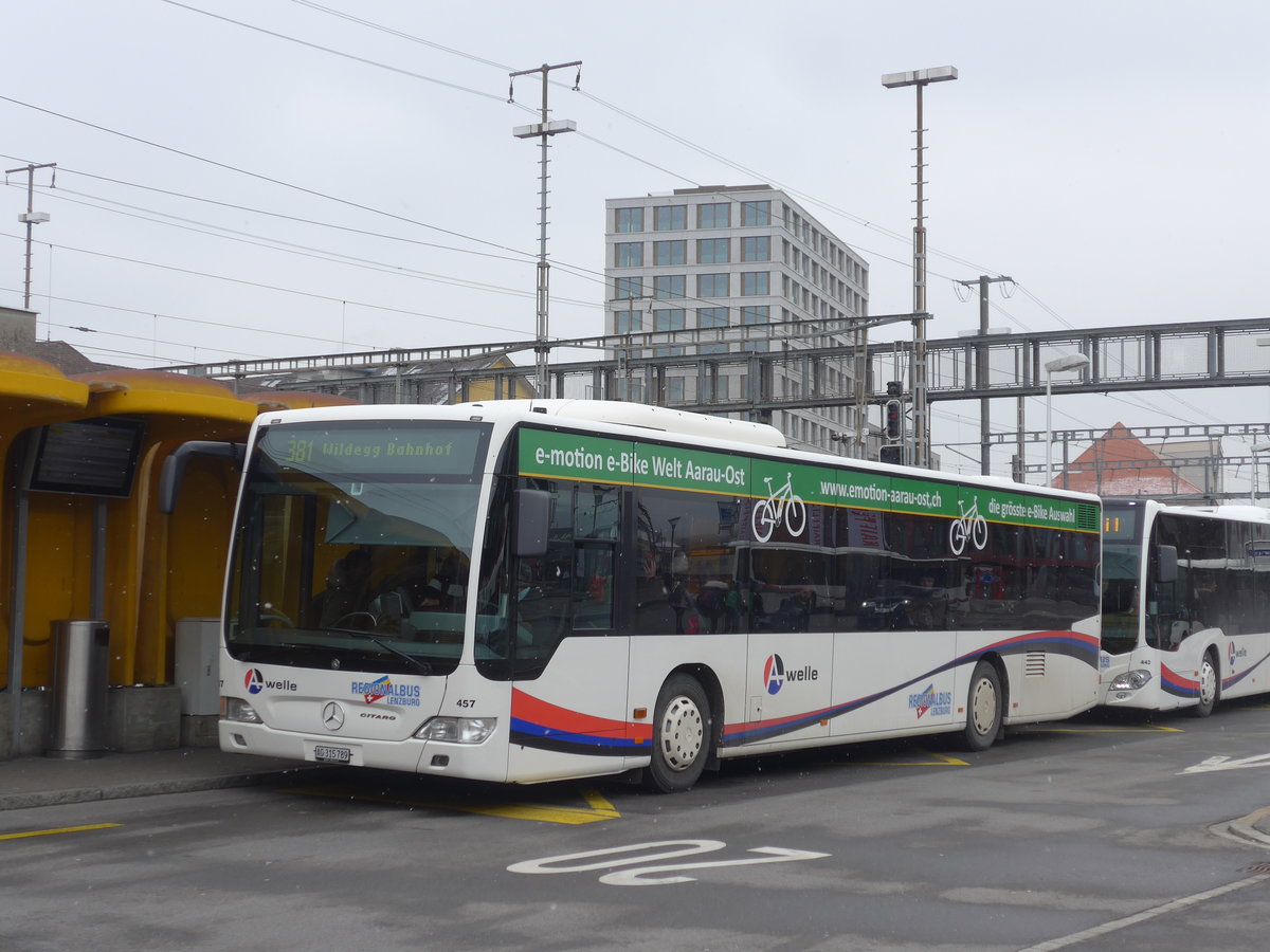 (189'528) - Knecht, Windisch - Nr. 457/AG 315'789 - Mercedes am 19. Mrz 2018 beim Bahnhof Lenzburg