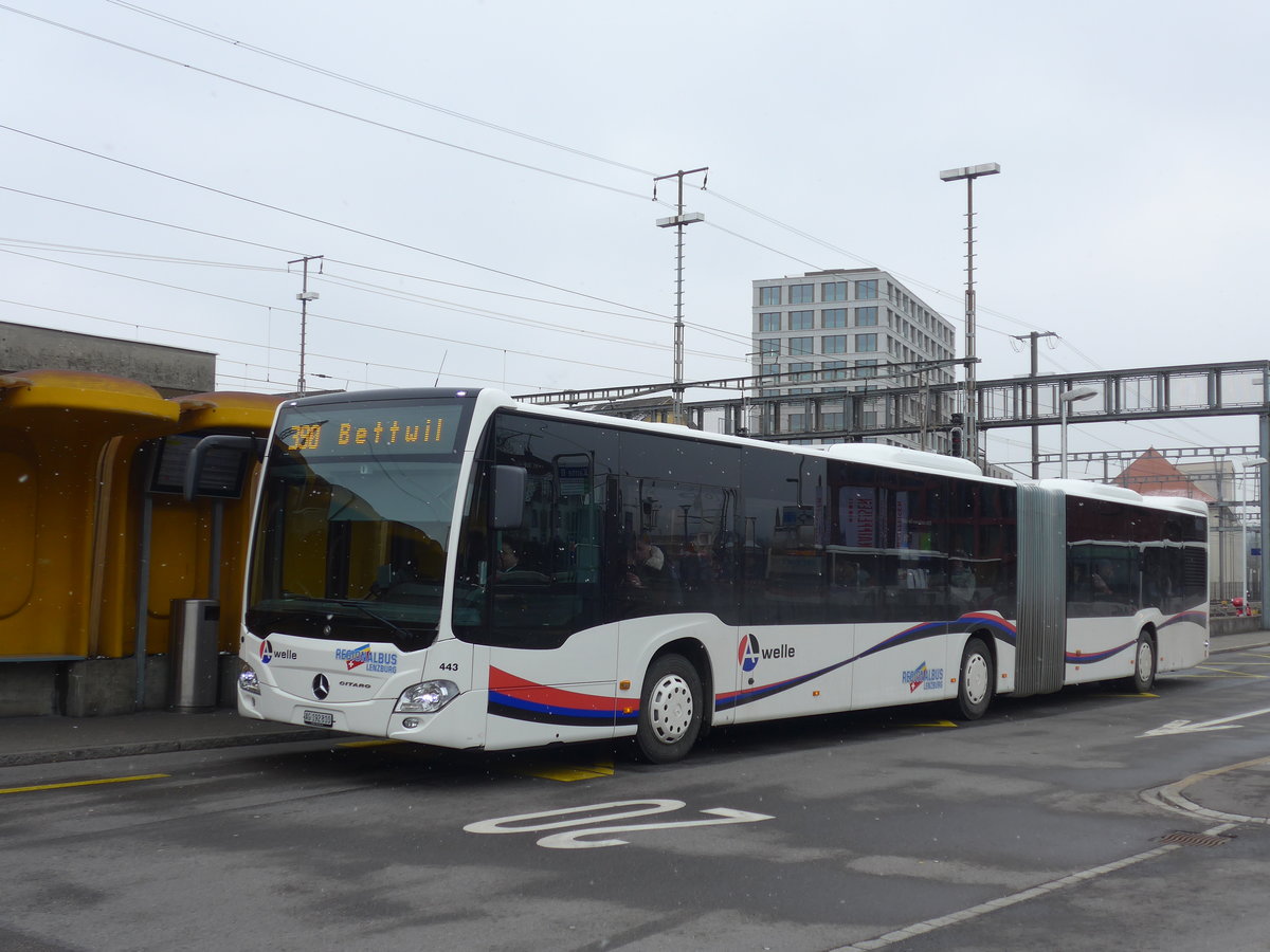 (189'529) - Knecht, Windisch - Nr. 443/AG 192'810 - Mercedes am 19. Mrz 2018 beim Bahnhof Lenzburg