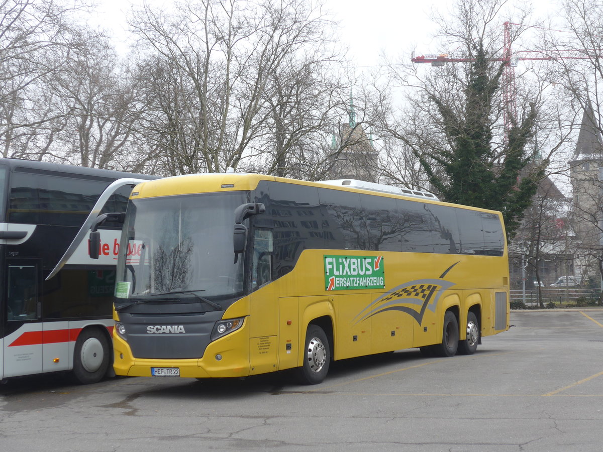 (189'555) - Aus Deutschland: Kberich, Niederaula - HEF-TR 22 - Scania/Higer am 19. Mrz 2018 in Zrich, Sihlquai