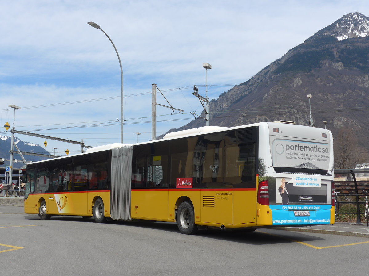 (189'728) - TMR Martigny - Nr. 144/VS 328'801 - Mercedes am 30. Mrz 2018 beim Bahnhof Martigny