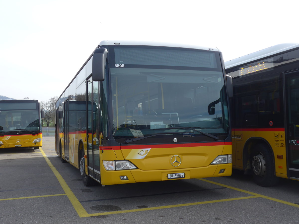 (189'886) - CarPostal Ouest - JU 65'082 - Mercedes (ex Nr. 15) am 2. April 2018 in Develier, Parkplatz