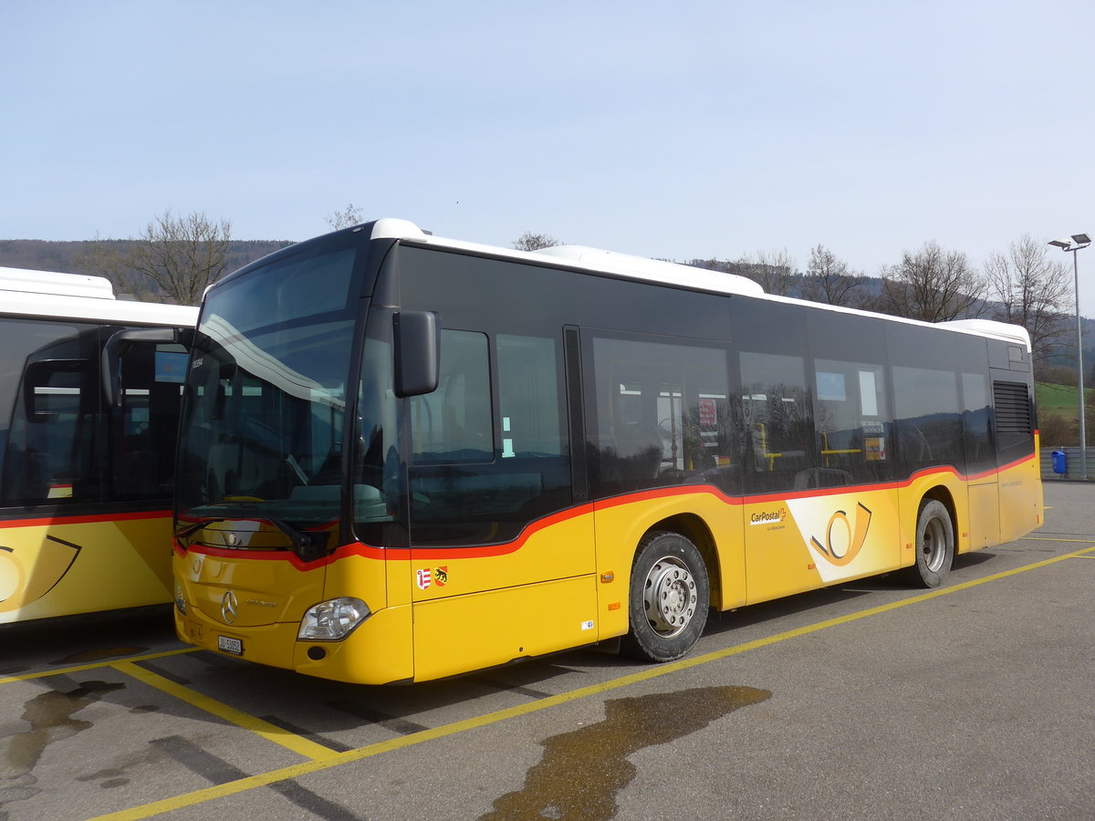 (189'887) - CarPostal Ouest - JU 53'052 - Mercedes (ex Nr. 7) am 2. April 2018 in Develier, Parkplatz