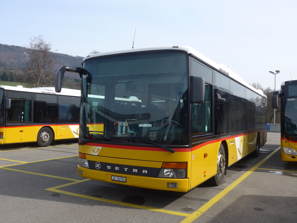 (189'889) - CarPostal Ouest - JU 26'794 - Setra (ex Nr. 28) am 2. April 2018 in Develier, Parkplatz