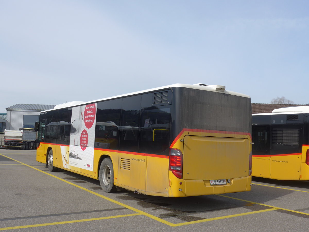 (189'908) - CarPostal Ouest - JU 59'239 - Setra (ex Nr. 23) am 2. April 2018 in Develier, Parkplatz