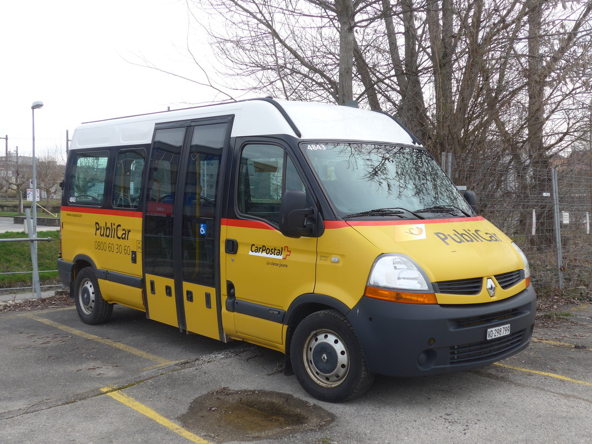 (189'959) - CarPostal Ouest - VD 298'799 - Renault am 2. April 2018 in Yverdon, Garage