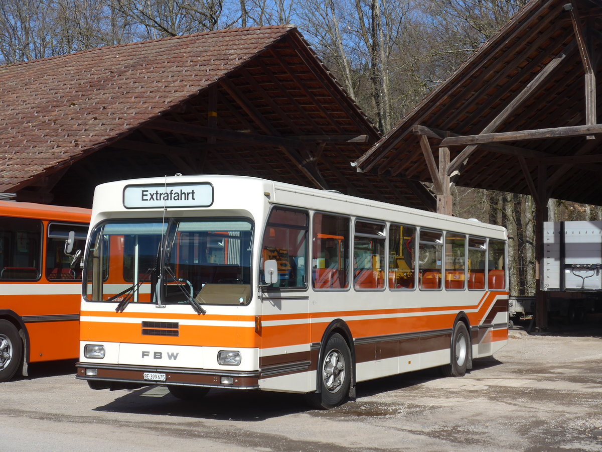 (190'032) - Wegmller, Mnsingen - BE 399'675 - FBW/R&J (ex Bamert, Wollerau) am 7. April 2018 in Oberburg, Ziegelgut