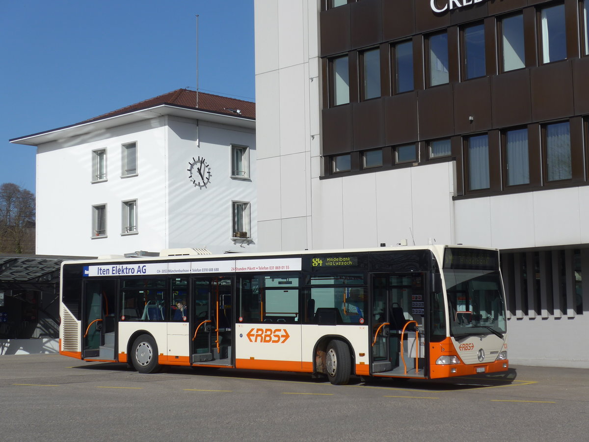 (190'082) - RBS Worblaufen - Nr. 13/BE 602'813 - Mercedes (ex BSU Solothurn Nr. 84/vermietet; ex RBS Worblaufen Nr. 13) am 7. April 2018 beim Bahnhof Burgdorf