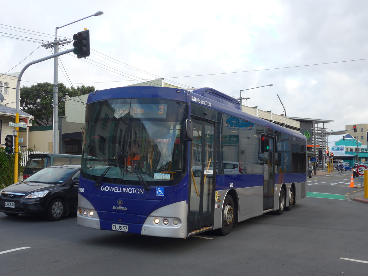 (191'580) - GO Wellington - Nr. 2168/FLJ957 - Scania/Designline am 27. April 2018 in Wellington, Spital