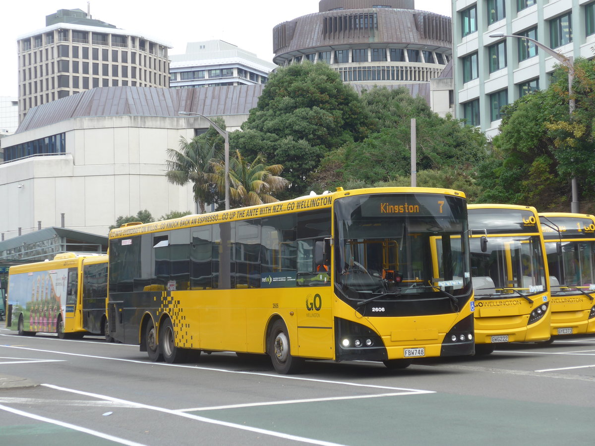 (191'632) - GO Wellington - Nr. 2606/FBW748 - MAN/Designline (ex Red Bus, Christchurch Nr. 968) am 27. April 2018 beim Bahnhof Wellington