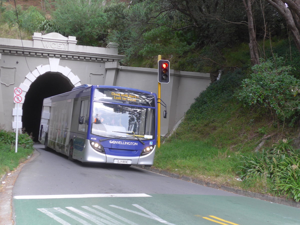 (191'802) - GO Wellington - Nr. 4134/GJY894 - Alexander Dennis/KiwiBus am 27. April 2018 in Wellington, Hataitati Bus Tunnel
