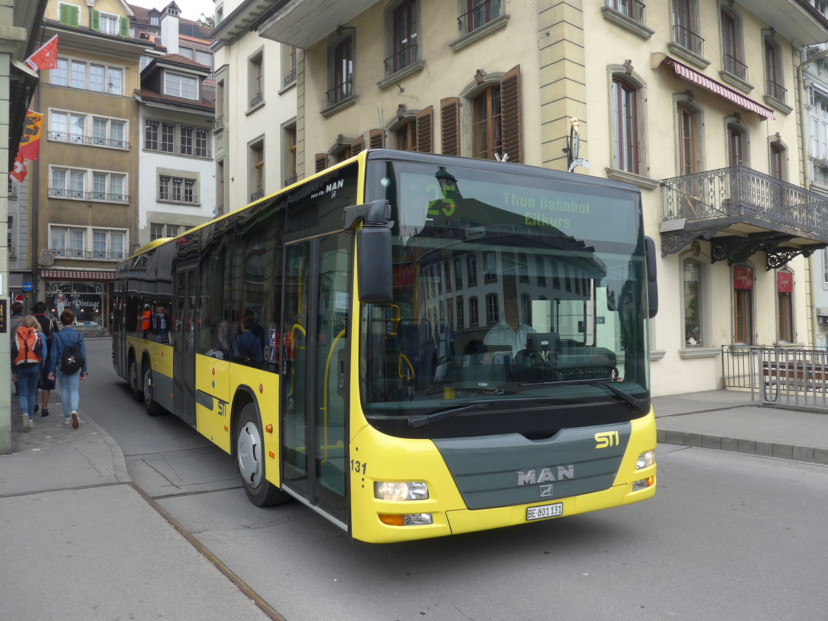 (192'316) - STI Thun - Nr. 131/BE 801'131 - MAN am 4. Mai 2018 in Thun, Sinnebrcke