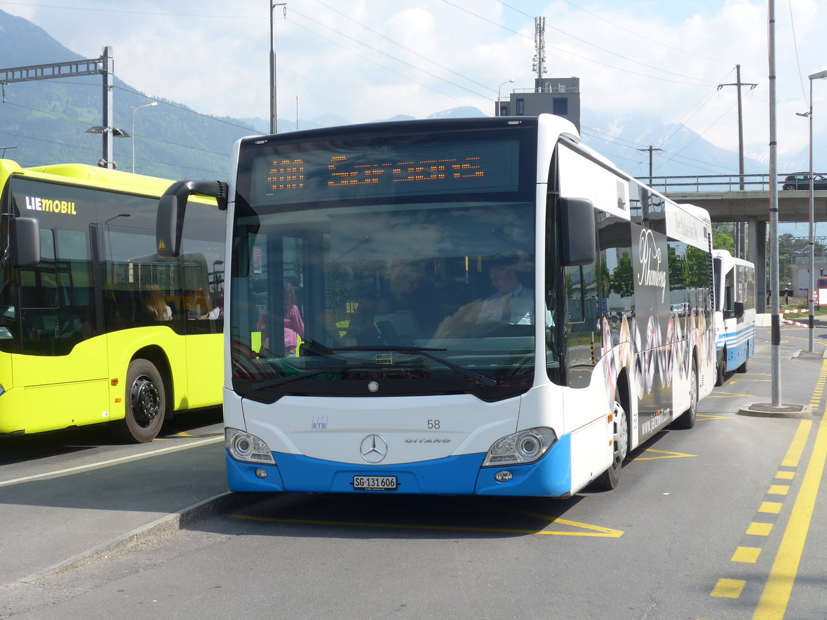 (192'750) - RTB Altsttten - Nr. 58/SG 131'606 - Mercedes am 5. Mai 2018 beim Bahnhof Buchs