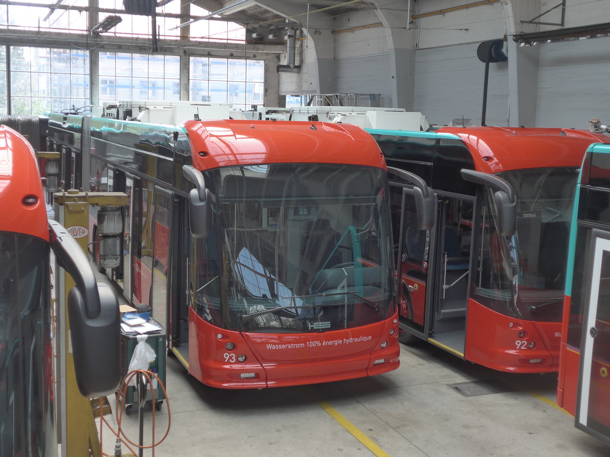 (192'819) - VB Biel - Nr. 93 - Hess/Hess Gelenktrolleybus am 6. Mai 2018 in Biel, Depot