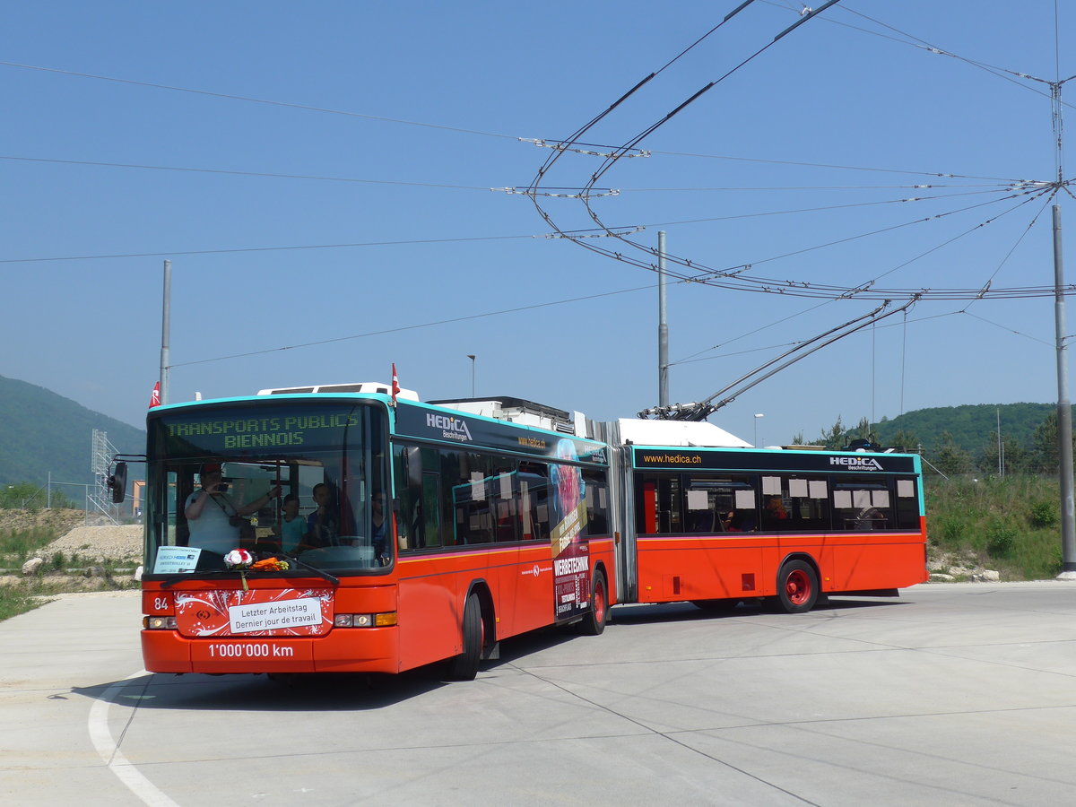 (192'880) - VB Biel - Nr. 84 - NAW/Hess Gelenktrolleybus am 6. Mai 2018 in Biel, Stadien