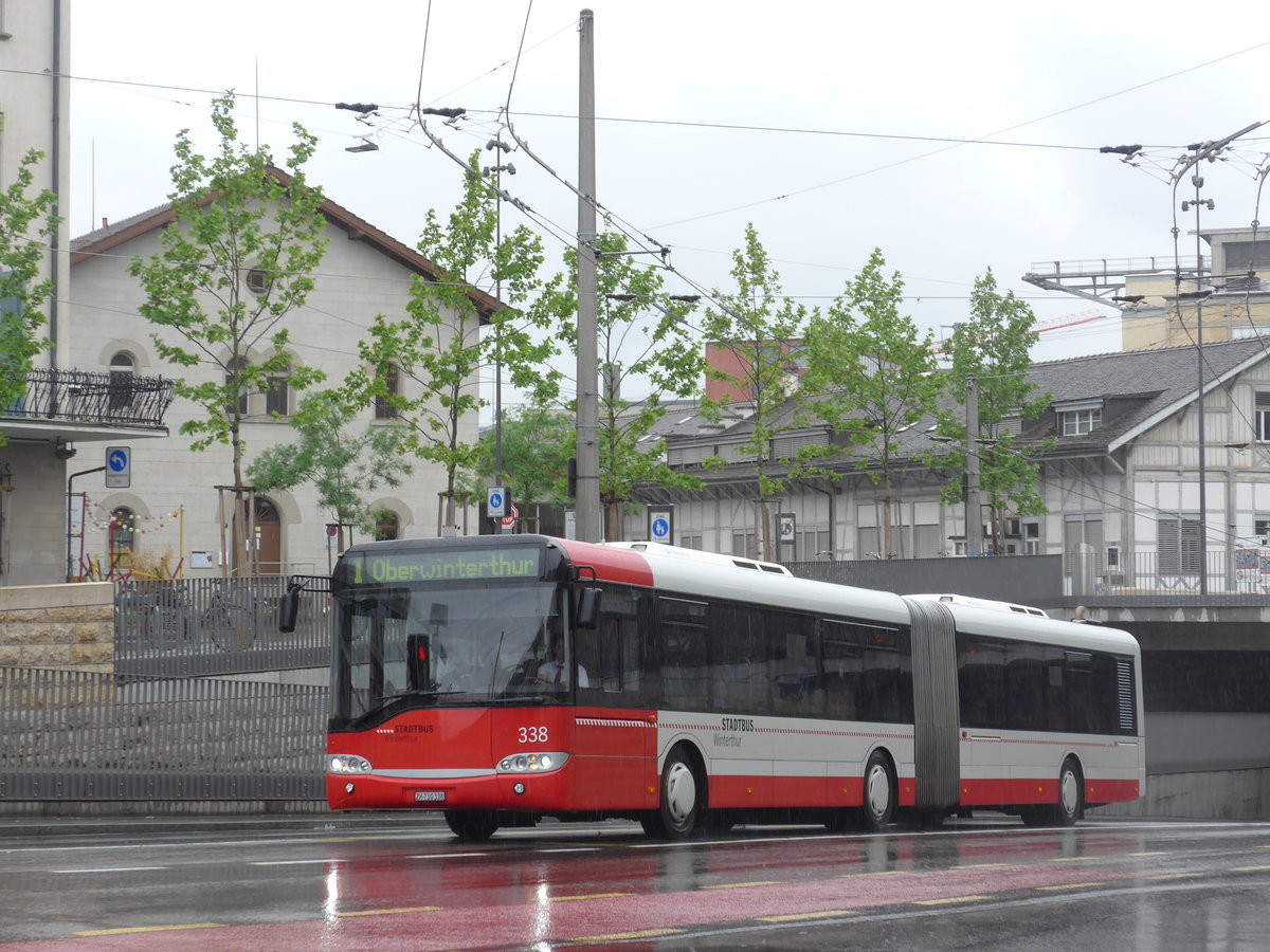 (192'948) - SW Winterthur - Nr. 338/ZH 730'338 - Solaris am 10. Mai 2018 beim Hauptbahnhof Winterthur