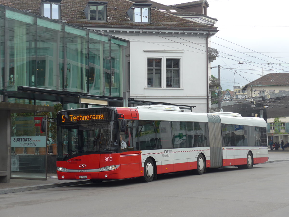 (192'961) - SW Winterthur - Nr. 350/ZH 793'350 - Solaris am 10. Mai 2018 beim Hauptbahnhof Winterthur