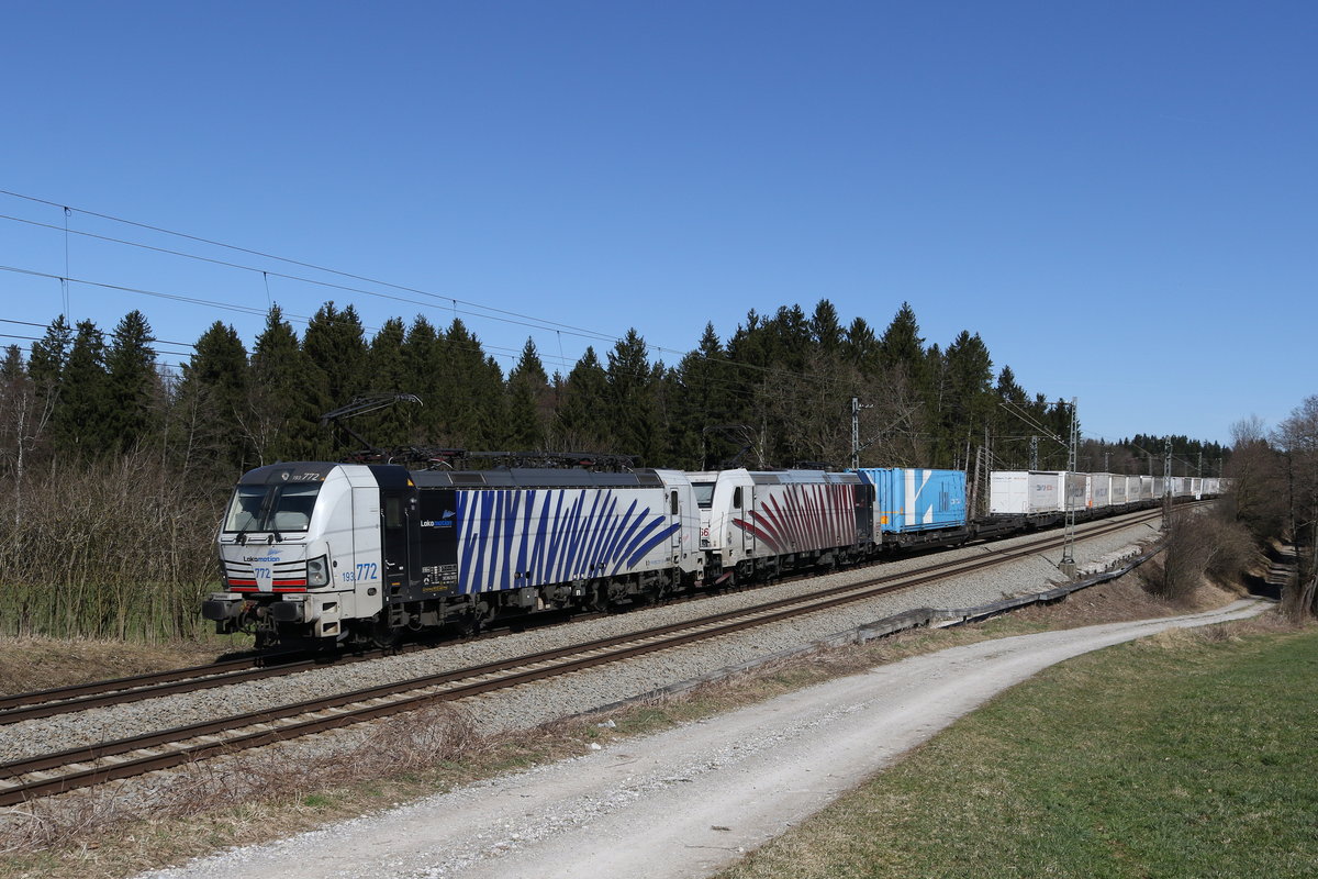 193 772 und 185 666 mit dem  Ekol  aus Saslzburg kommend am 16. Mrz 2020.