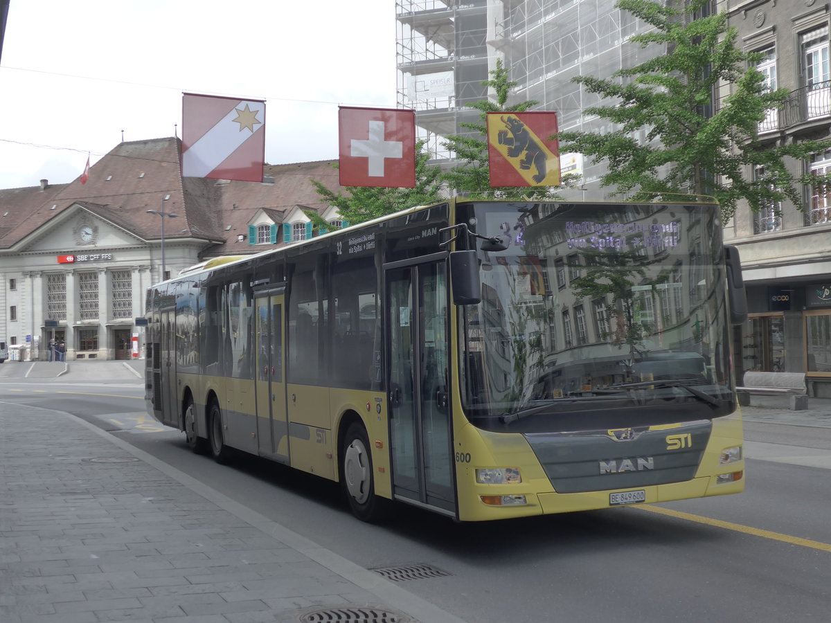 (193'019) - STI Thun - Nr. 600/BE 849'600 - MAN am 14. Mai 2018 in Thun, Bahnhofstrasse