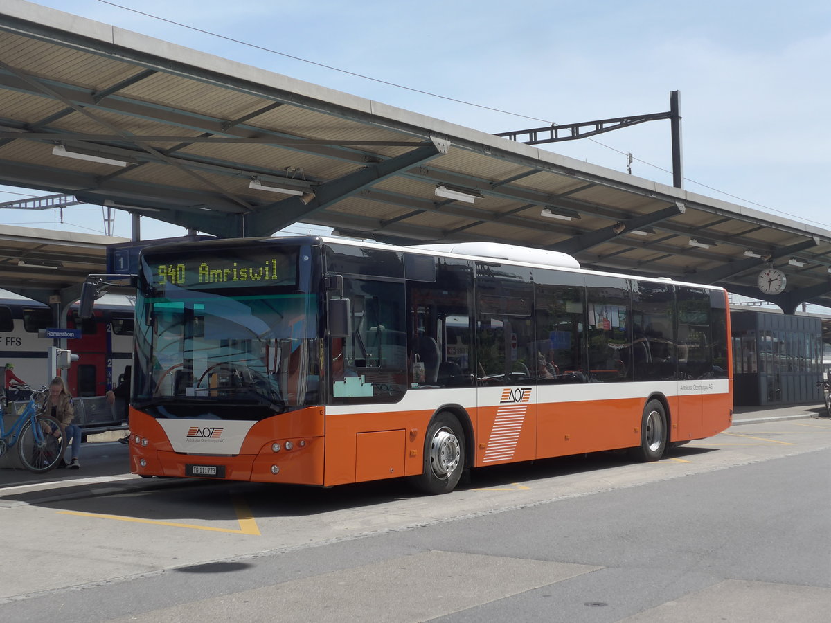 (193'567) - AOT Amriswil - Nr. 13/TG 111'773 - Neoplan am 26. Mai 2018 beim Bahnhof Romanshorn