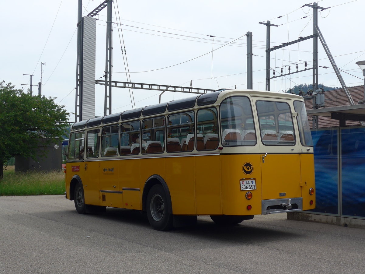 (193'669) - Streiff, Gelterkinden - AG 306'557 - Saurer/Gangloff (ex Oldie-Tours Zrisee, Wollerau; ex OTAG, Wald; ex Leibundgut, Obergoldbach; ex Krebs, Belpberg) am 3. Juni 2018 beim Bahnhof Emmenmatt