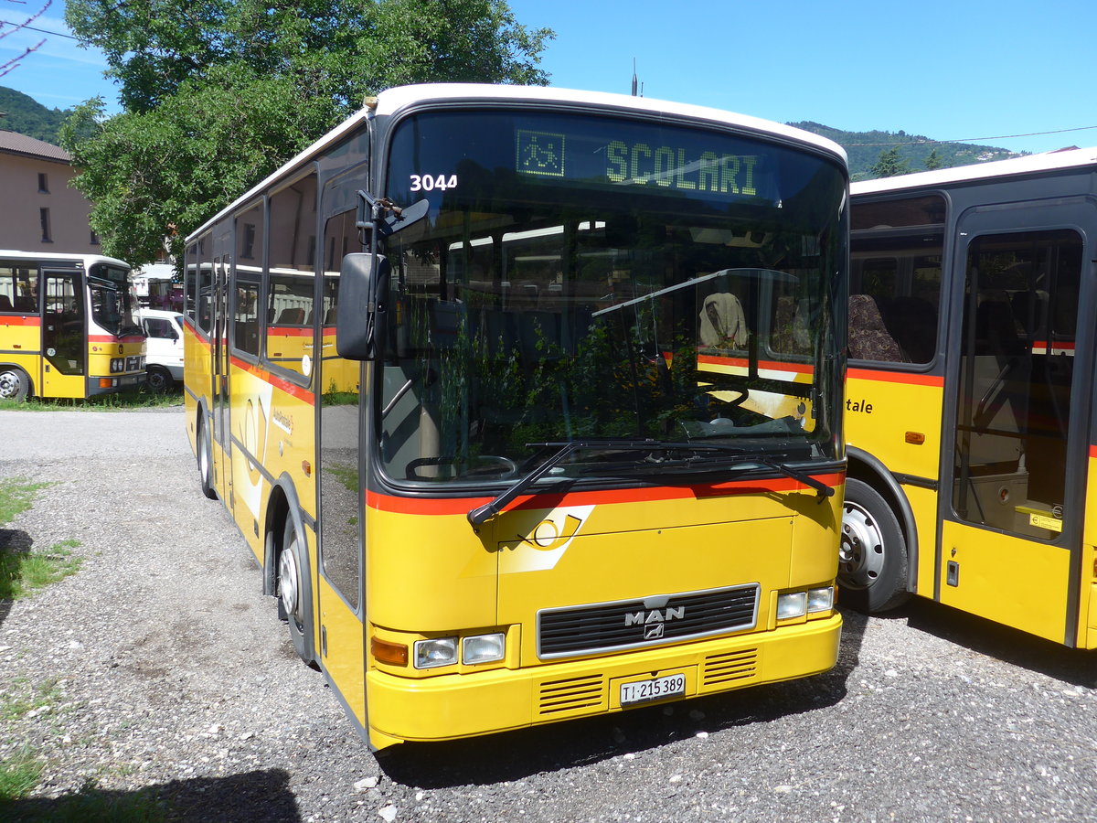 (193'811) - AutoPostale Ticino - TI 215'389 - MAN/Lauber (ex Nr. 304; ex P 23'030) am 9. Juni 2018 in Maroggia, Garage Merzaghi