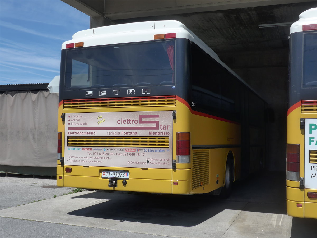 (193'841) - Autopostale, Mendrisio - TI 93'073 - Setra am 9. Juni 2018 in Mendrisio, Garage